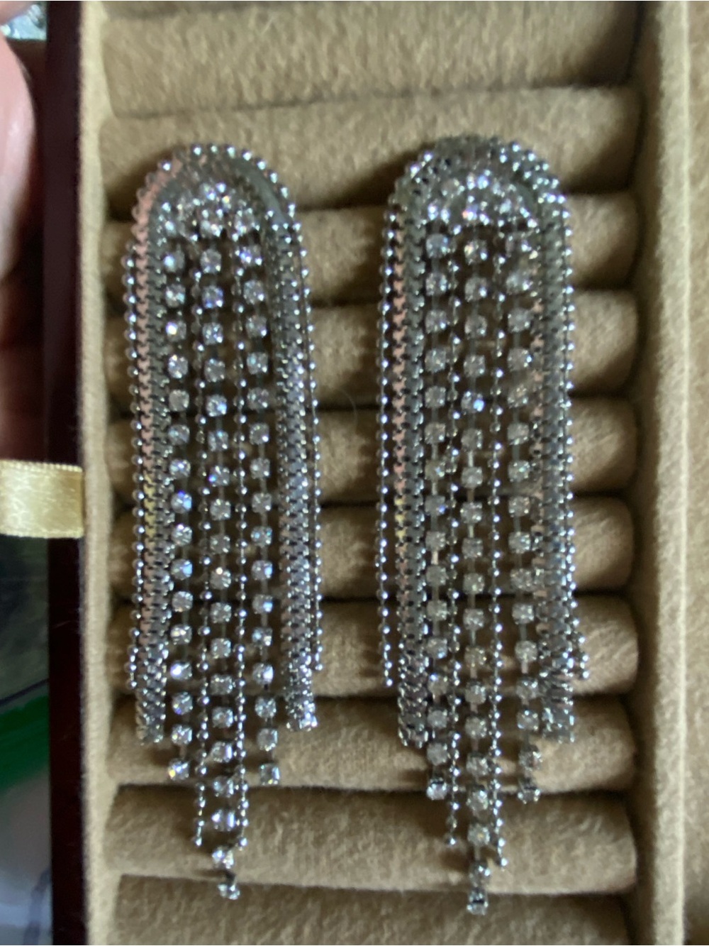 Silver-tone Crystal Fringe Drop Earrings - Women Jewelry